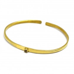 Brass Gold Plated Citrine Gemstone Adjustable Bangles- A1B-9419