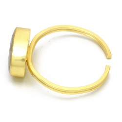 Brass Gold Plated Agate Gemstone Adjustable Bangles- CDB-2762