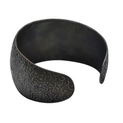 Brass Black Rhodium Plated Metal Cuff Adjustable Bangles- CDB-3323