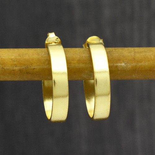 Brass Gold Plated Half Circle Hoop Earrings- A1E-10134