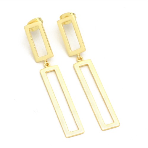 Brass Gold Plated Drop Metal Stud Earrings- A1E-10182
