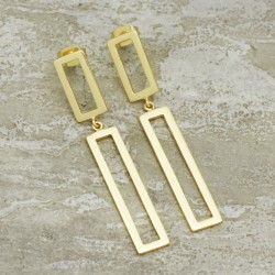 Brass Gold Plated Drop Metal Stud Earrings- A1E-10182