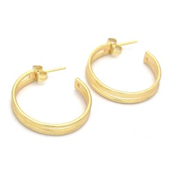 Brass Gold Plated Half Circle Hoop Earrings- A1E-10220