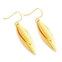 Brass Gold Plated Leaf Shape Metal Dangle Earrings- A1E-10270