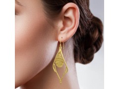 925 Sterling Silver Gold Plated Metal Dangle Earrings- A1E-1149
