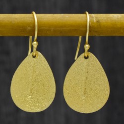 Brass Gold Plated Leaf Metal Dangling Ear Wire Earrings- A1E-1163