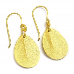 Brass Gold Plated Leaf Shape Dangle Earrings- A1E-1163