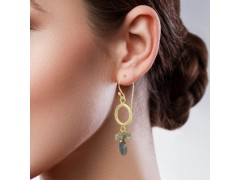 925 Sterling Silver Gold Plated Labradorite Gemstone Dangle Earrings- A1E-1204