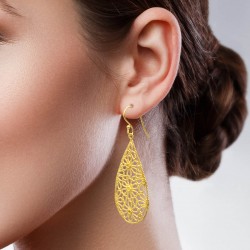 Brass Gold Plated Metal Dangle Earrings- A1E-1657