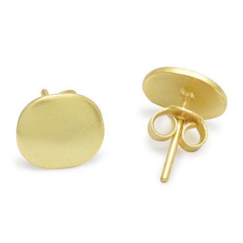 925 Sterling Silver Gold Plated Metal Stud Earrings- A1E-177