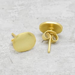 925 Sterling Silver Gold Plated Metal Stud Earrings- A1E-177