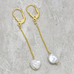 925 Sterling Silver Gold Plated Pearl Gemstone Clip On Earrings- A1E-180