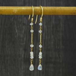 Brass Gold Plated Rainbow Gemstone Dangle Earrings- A1E-2021