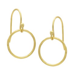 Brass Gold Plated Round Metal Dangle Earrings- A1E-219