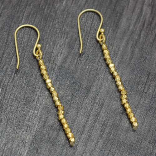 Brass Gold Plated Metal Beads Dangle Earrings- A1E-224