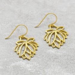 925 Sterling Silver Gold Plated Dangle Earrings- A1E-327