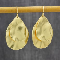 Brass Gold And Silver Plated Metal Dangle Earrings- A1E-333
