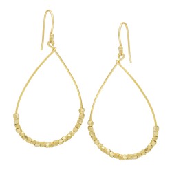 Brass Gold Plated Metal Beads Dangle Earrings- A1E-341