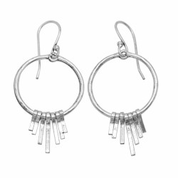 Brass Silver Plated Metal Dangle Earrings- A1E-346