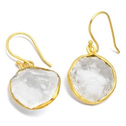 925 Sterling Silver Gold Plated Crystal Gemstone Dangle Earrings- A1E-3509