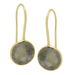 925 Sterling Silver Gold, Silver Plated Labradorite Gemstone Dangle Earrings- A1E-3513