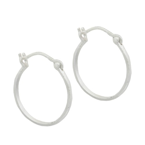 Brass Silver Plated Metal Hoop Earrings- A1E-4053