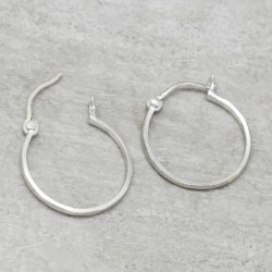 Brass Silver Plated Metal Hoop Earrings- A1E-4053