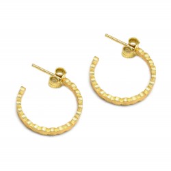 925 Sterling Silver Gold Plated Metal Stud Earrings- A1E-413