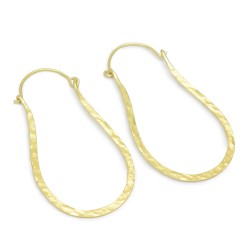 925 Sterling Silver Gold Plated Hammered Metal Hoop Earrings- A1E-4137
