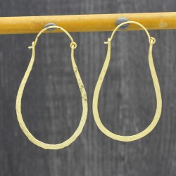 Brass Gold Plated Hammered Metal Hoop Earrings- A1E-4137