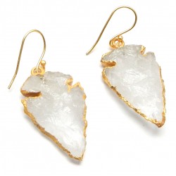 Brass Gold Plated Rock Crystal Gemstone Dangle Earrings- A1E-424
