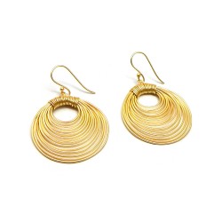 Brass Gold Plated Metal Dangle Earrings- A1E-4256