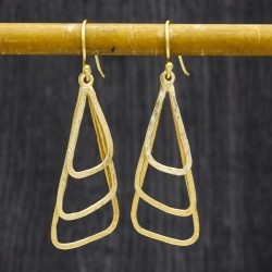 Brass Gold Plated Hammered Metal Dangle Earrings- A1E-4355