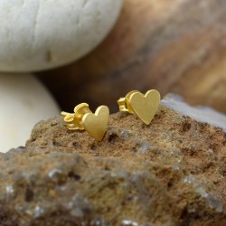 Brass Gold Plated Heart Shape Metal Stud Earrings- A1E-4360