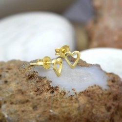 Brass Gold Plated Heart Shape Stud Earrings- A1E-4361