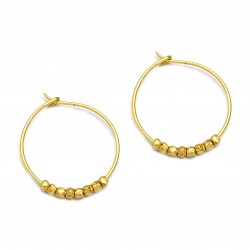 Brass Gold Plated Metal Beads Hoop Earrings- A1E-4664
