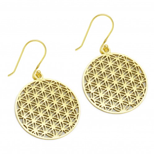 925 Sterling Silver Gold, Silver Plated Round Dangle Earrings- A1E-4710