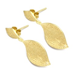 Brass Gold Plated Metal Leaf Stud Earrings- A1E-4742