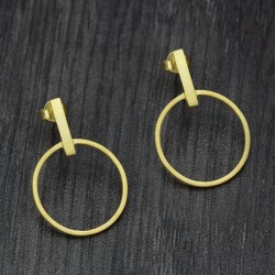 Brass Gold Plated Metal Stud Earrings- A1E-4836