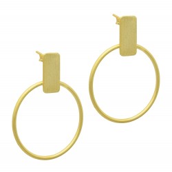 Brass Gold Plated Metal Stud Earrings- A1E-4838