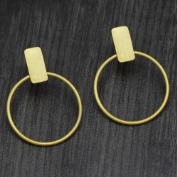 Brass Gold Plated Metal Stud Earrings- A1E-4838