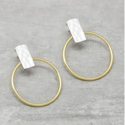 Brass Gold, Silver Plated Metal Stud Earrings- A1E-4838