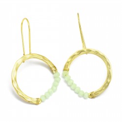 Brass Gold Plated Green Amethyst Gemstone Dangle Earrings- A1E-4854