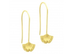 925 Sterling Silver Gold Plated Ginkgo Metal Dangle Earrings- A1E-4876