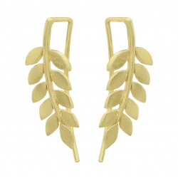 Brass Gold Plated Leaf Metal Dangle Earrings- A1E-4877