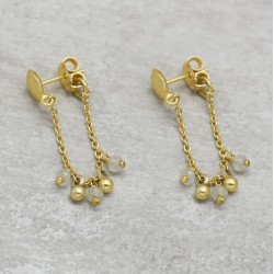 Brass Gold Plated Rainbow Gemstone Stud Earrings- A1E-4915