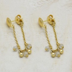 Brass Gold Plated Rainbow Gemstone Stud Earrings- A1E-4915