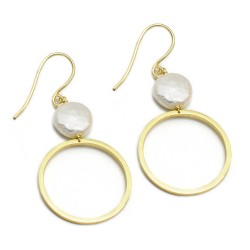 Brass Gold, Silver Plated Pearl Gemstone Dangle Earrings- A1E-4919