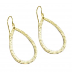 Brass Gold Plated Hammered Metal Dangle Earrings- A1E-507