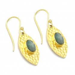 Brass Gold Plated Amazonite Gemstone Dangle Earrings- A1E-5077